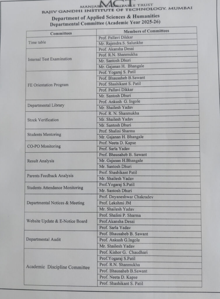 FE Departmental Committee A.Y. 2025-26